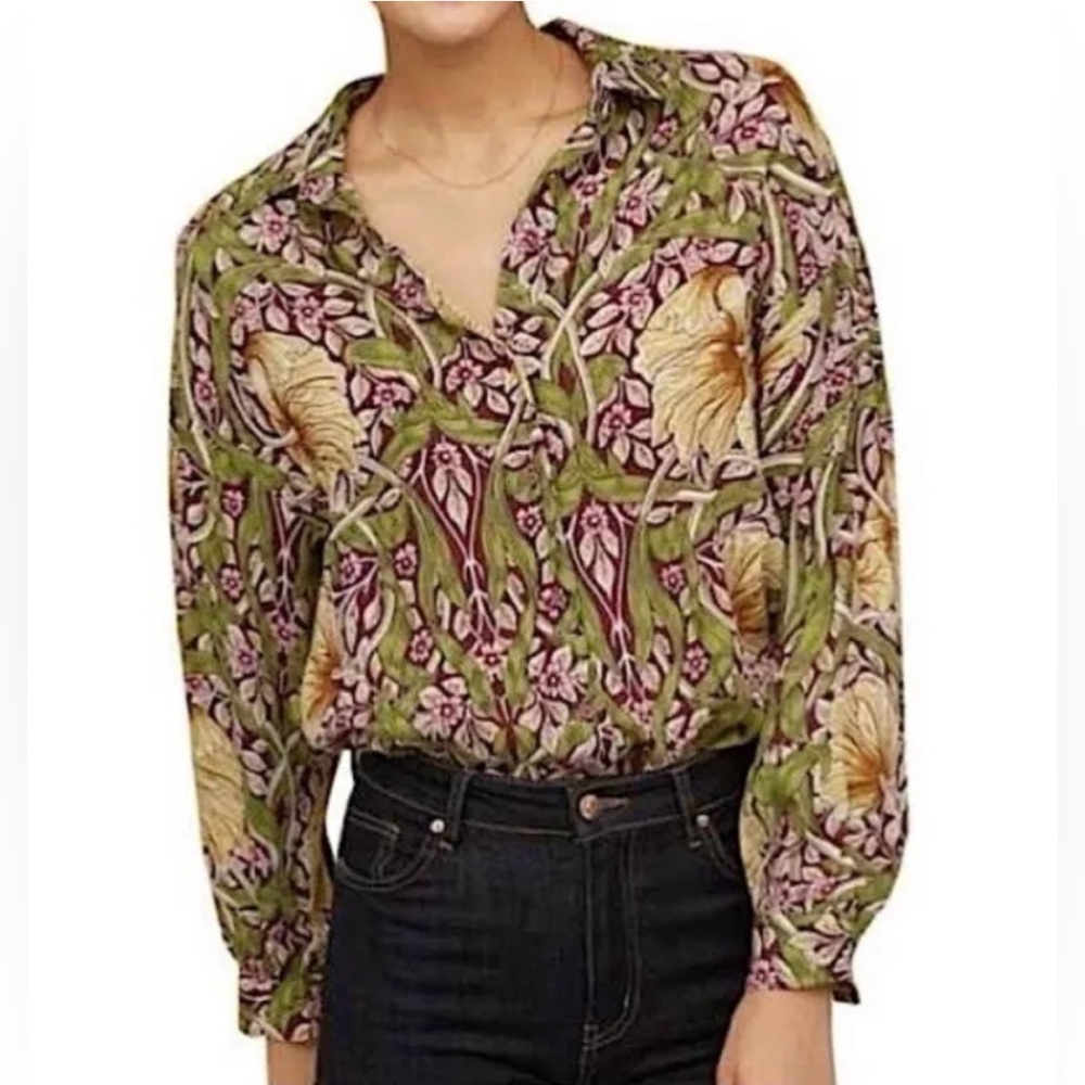 H&M x Morris & Co. Floral Button Down Blouse